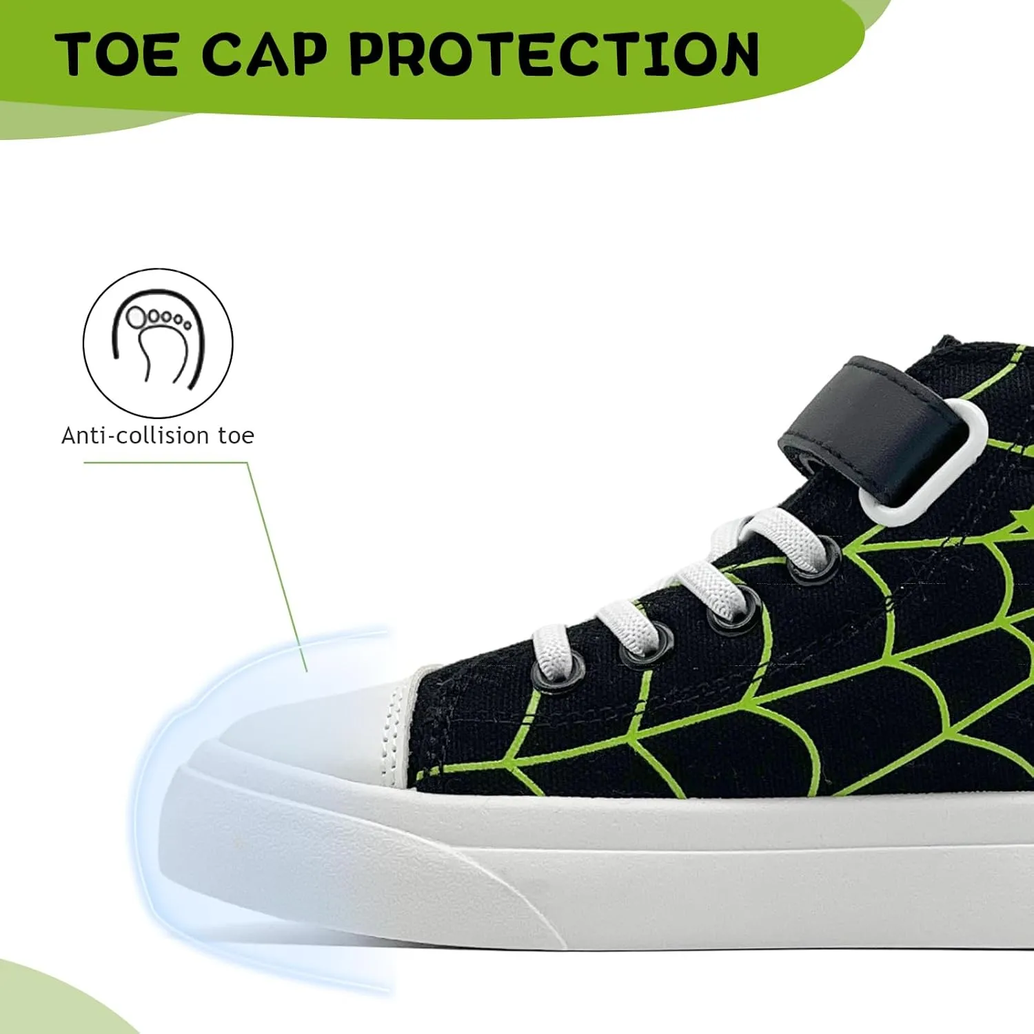 Sharllen Kid Canvas High Top Spider Sneakers Classic Adjustable Strap Lace up Shoes for Boys Girls Casual Tennis Kids Athletic Basketball Running Walking Shoes