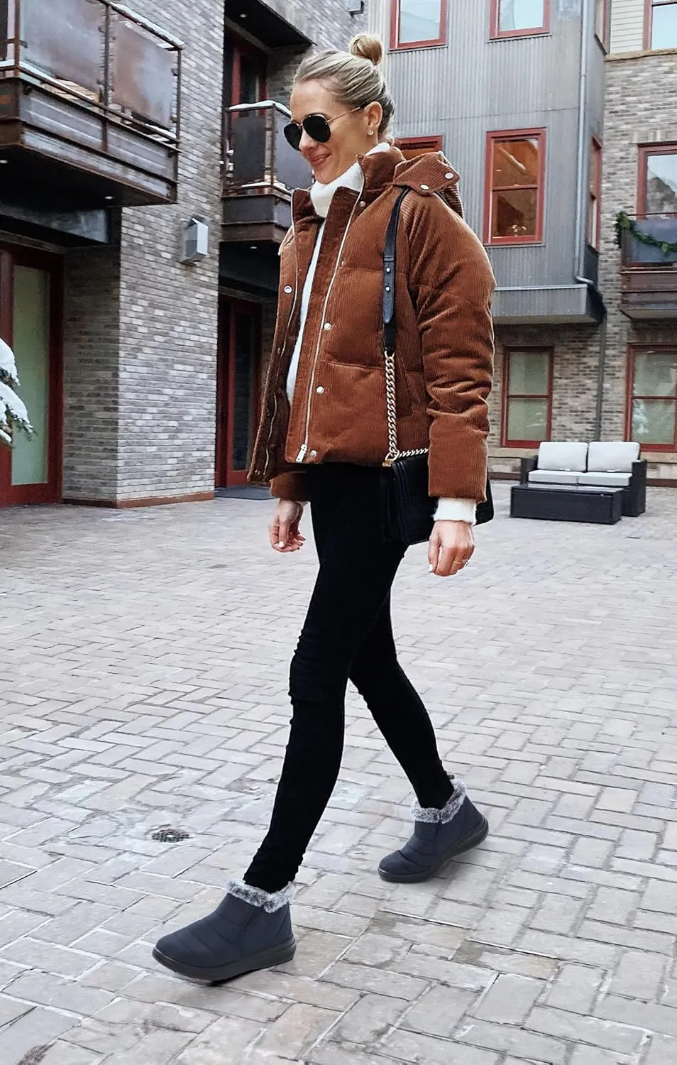 SHIBEVER Winter Waterproof Boots for Women: Snow Womens Ankle Fur Lined Shoes Slip On Warm Insulated Winter Boot