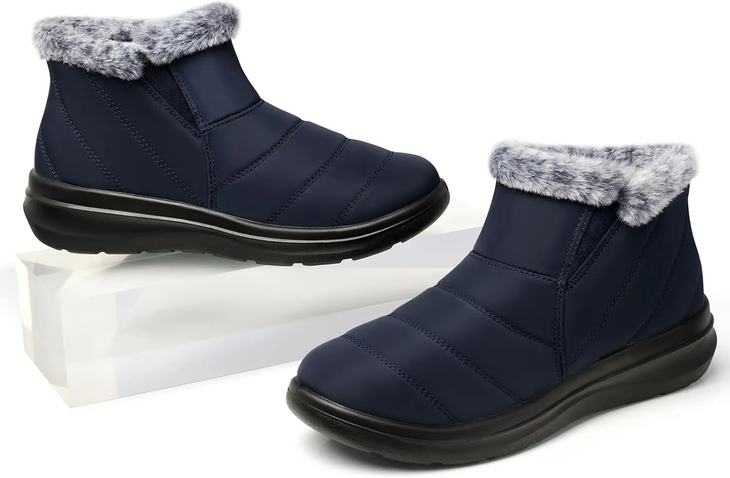 SHIBEVER Winter Waterproof Boots for Women: Snow Womens Ankle Fur Lined Shoes Slip On Warm Insulated Winter Boot