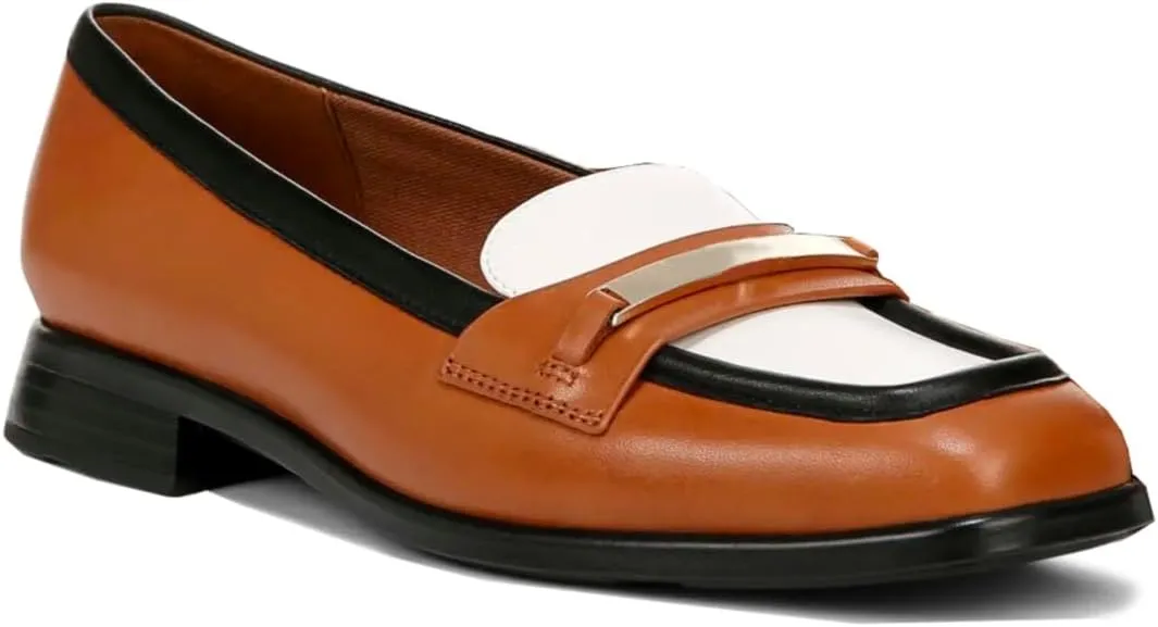 SHODENSE Women Square Toe Loafers Slip On Low Chunky Heel Penny Loafers Shoes Two Tone 1 inch Block Heel Dress Shoes Matte Vintage Classic Walking Drive Loafers Office Casual Size 4-11 M US