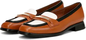 SHODENSE Women Square Toe Loafers Slip On Low Chunky Heel Penny Loafers Shoes Two Tone 1 inch Block Heel Dress Shoes Matte Vintage Classic Walking Drive Loafers Office Casual Size 4-11 M US
