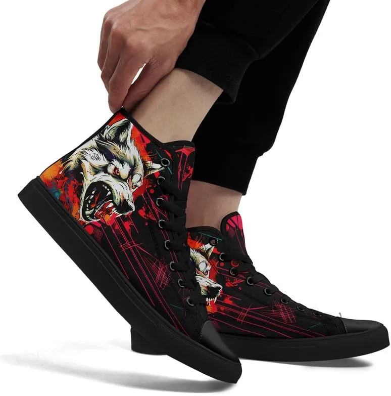 Skull High Top Sneaker for Men Women Fashion Rose Gothic Black Canvas Shoes Unisex Lace Up Casual Tennis Walking Flat Shoes