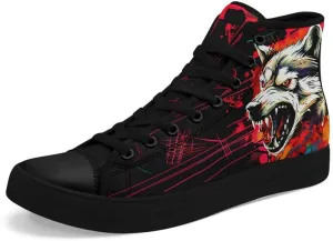 Skull High Top Sneaker for Men Women Fashion Rose Gothic Black Canvas Shoes Unisex Lace Up Casual Tennis Walking Flat Shoes