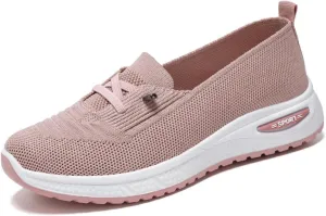 Slip On Orthopedic Sneakers Women Breathable Lightweight Woven Shoes Wide Width Soft Sole Arch Support Non-Slip Shoe Comfortable Platform Loafers