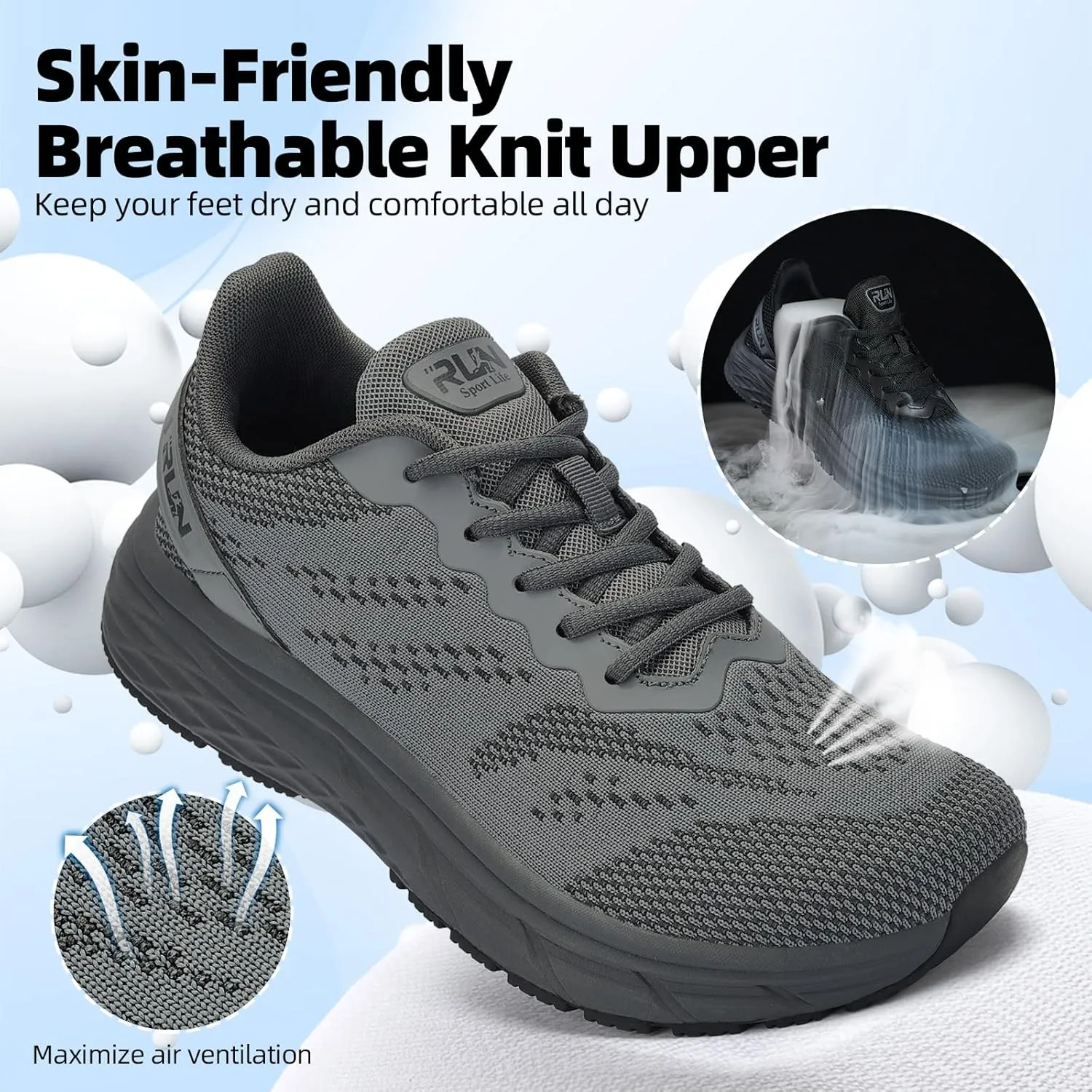 Slow Man Wide Toe Box Shoes for Men - Cushioned Road Running Shoe Non Slip Mens Walking Sneakers for Wide Feet Comfortable Athletic Gym Workout Sneaker