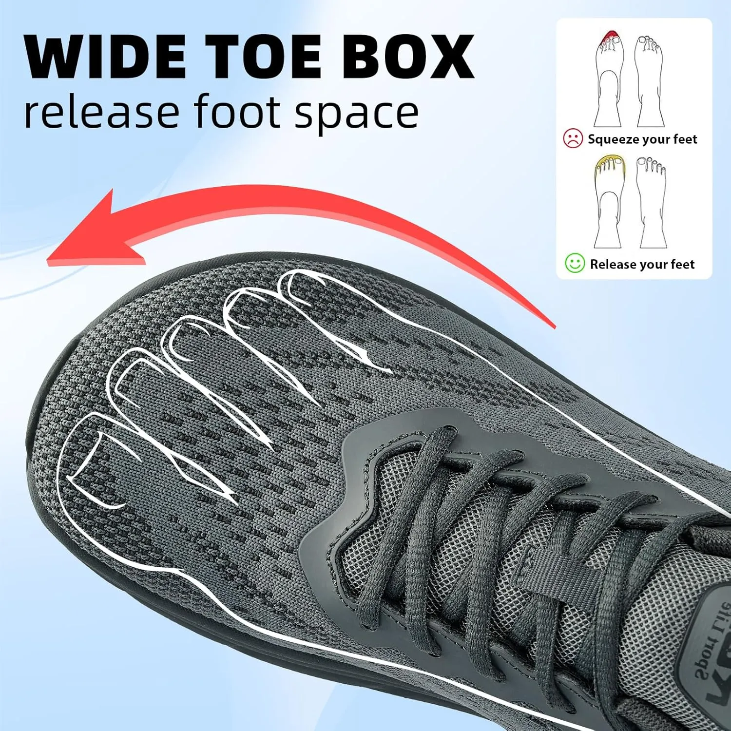 Slow Man Wide Toe Box Shoes for Men - Cushioned Road Running Shoe Non Slip Mens Walking Sneakers for Wide Feet Comfortable Athletic Gym Workout Sneaker