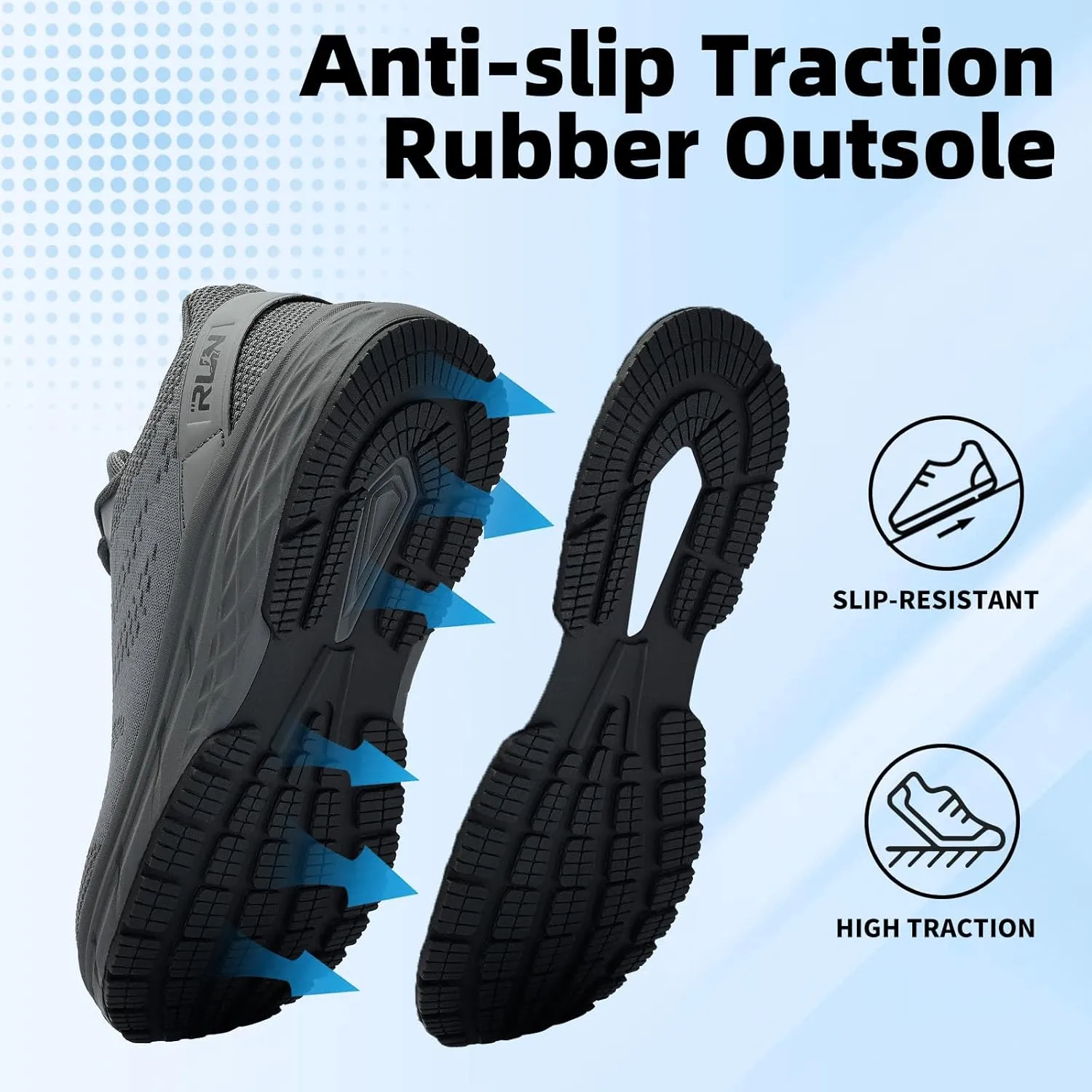 Slow Man Wide Toe Box Shoes for Men - Cushioned Road Running Shoe Non Slip Mens Walking Sneakers for Wide Feet Comfortable Athletic Gym Workout Sneaker