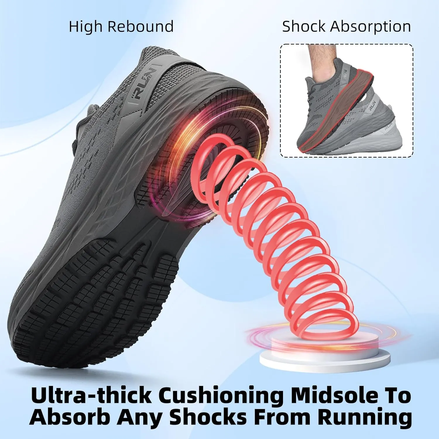 Slow Man Wide Toe Box Shoes for Men - Cushioned Road Running Shoe Non Slip Mens Walking Sneakers for Wide Feet Comfortable Athletic Gym Workout Sneaker