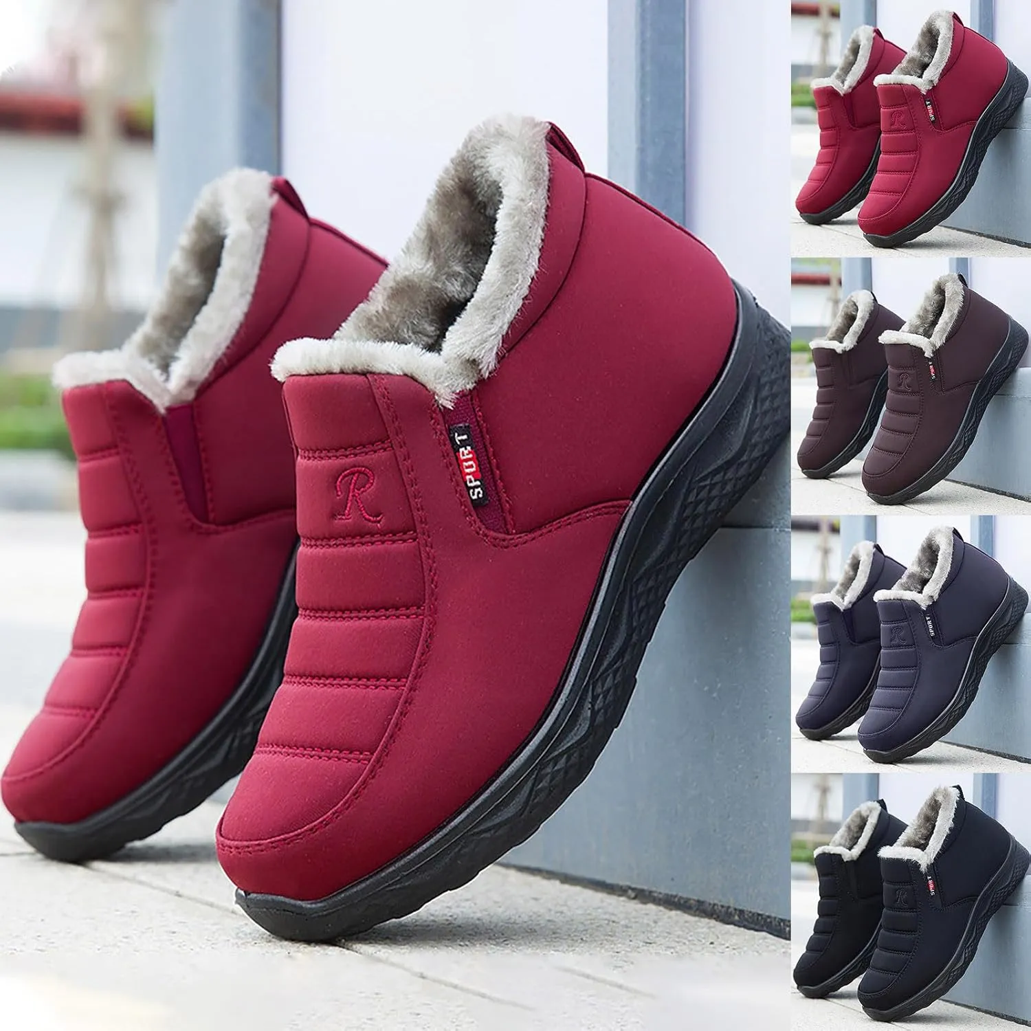 Snow Boots for Women Cozy Warm Insulated Winter Boots Fleece Lined Ankle Booties Platform Boots for Women Slip On Sneakers Water-proof Outdoor Sports Shoes for Walking Hiking Climbing