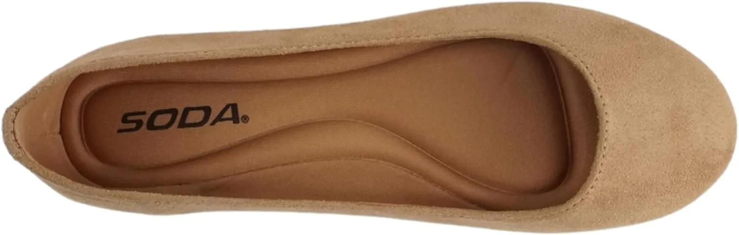 Soda Kreme Comfortable Basic Shoes Women Ballet Flat Round Toe Gel Insole