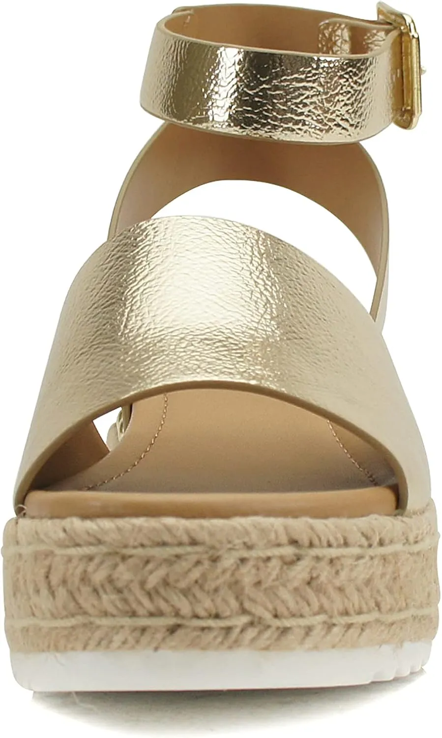 Soda Topic Open Toe Buckle Ankle Strap Espadrilles Flatform Wedge Casual Sandal