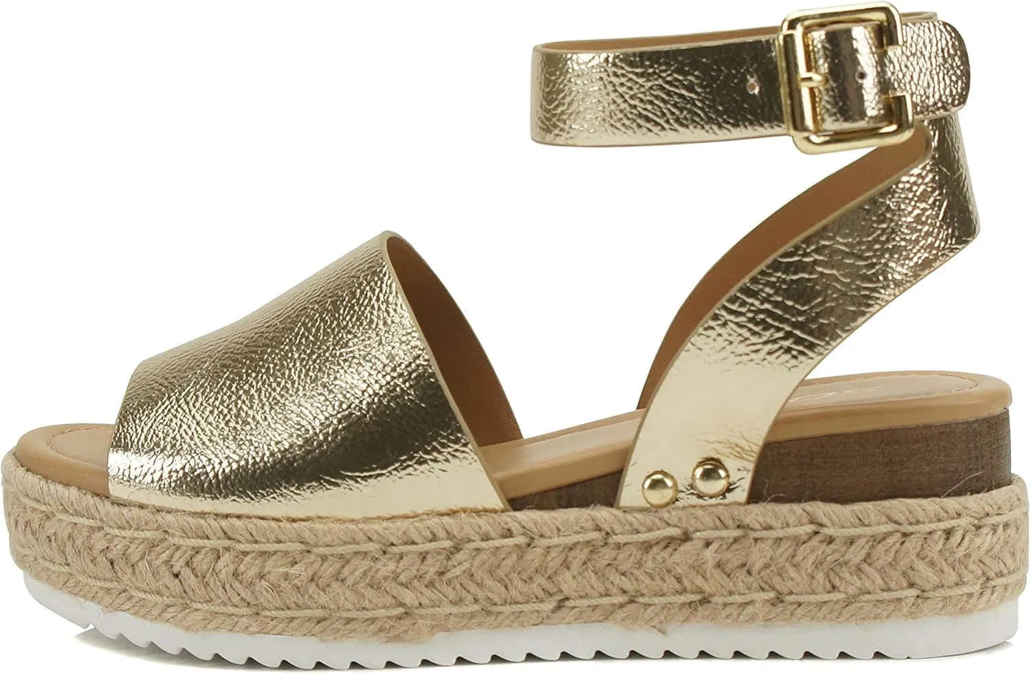 Soda Topic Open Toe Buckle Ankle Strap Espadrilles Flatform Wedge Casual Sandal