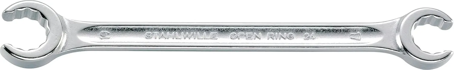Stahlwille 41083032 Double Ended Open Ring Spanner, Angled, Made of Chrome Alloy Steel & Chrome Plated, Bi-hexagon with Anti-Slip Drive Profile, For Work in Confined Spaces, Size 30 x 32 mm, L. 300 mm