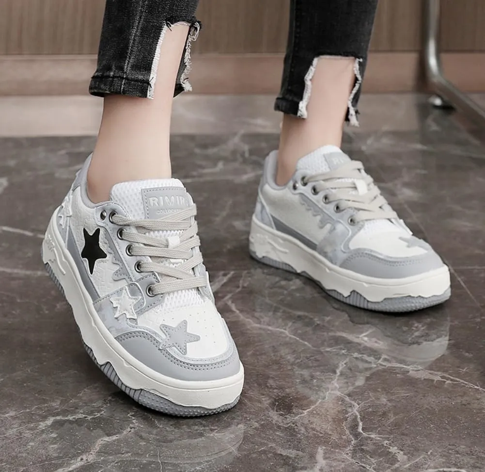 Star Shoes Cute Sneakers Walking Sneakers for Women 2025 New Y2K Aesthetic Cute Big Toe Anti-Slip Comfort US 5-7.5