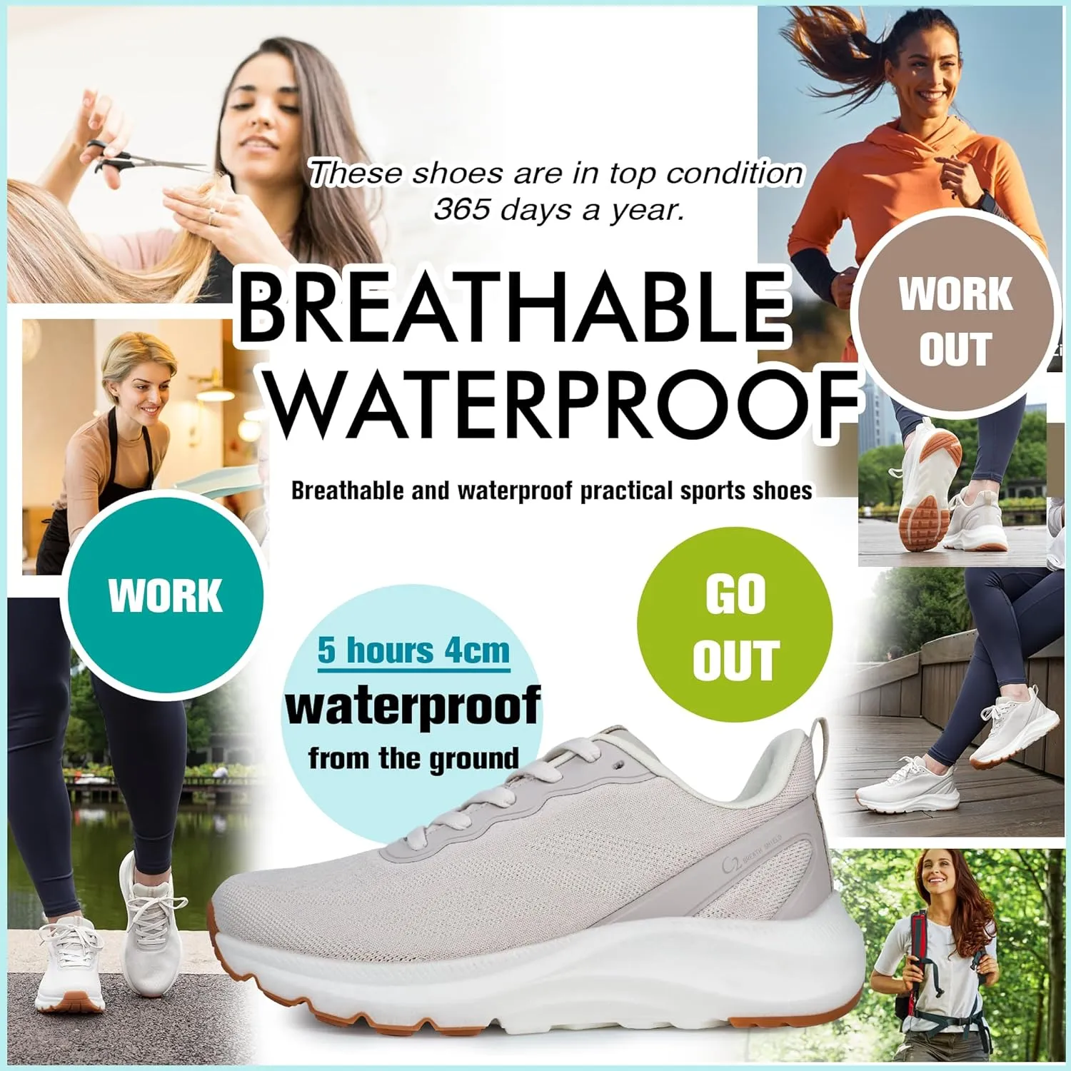 starmerx Women's Waterproof Breathable Utility Sneakers Lightweight Slip-Resistant Walking Shoes for All-Day Comfort