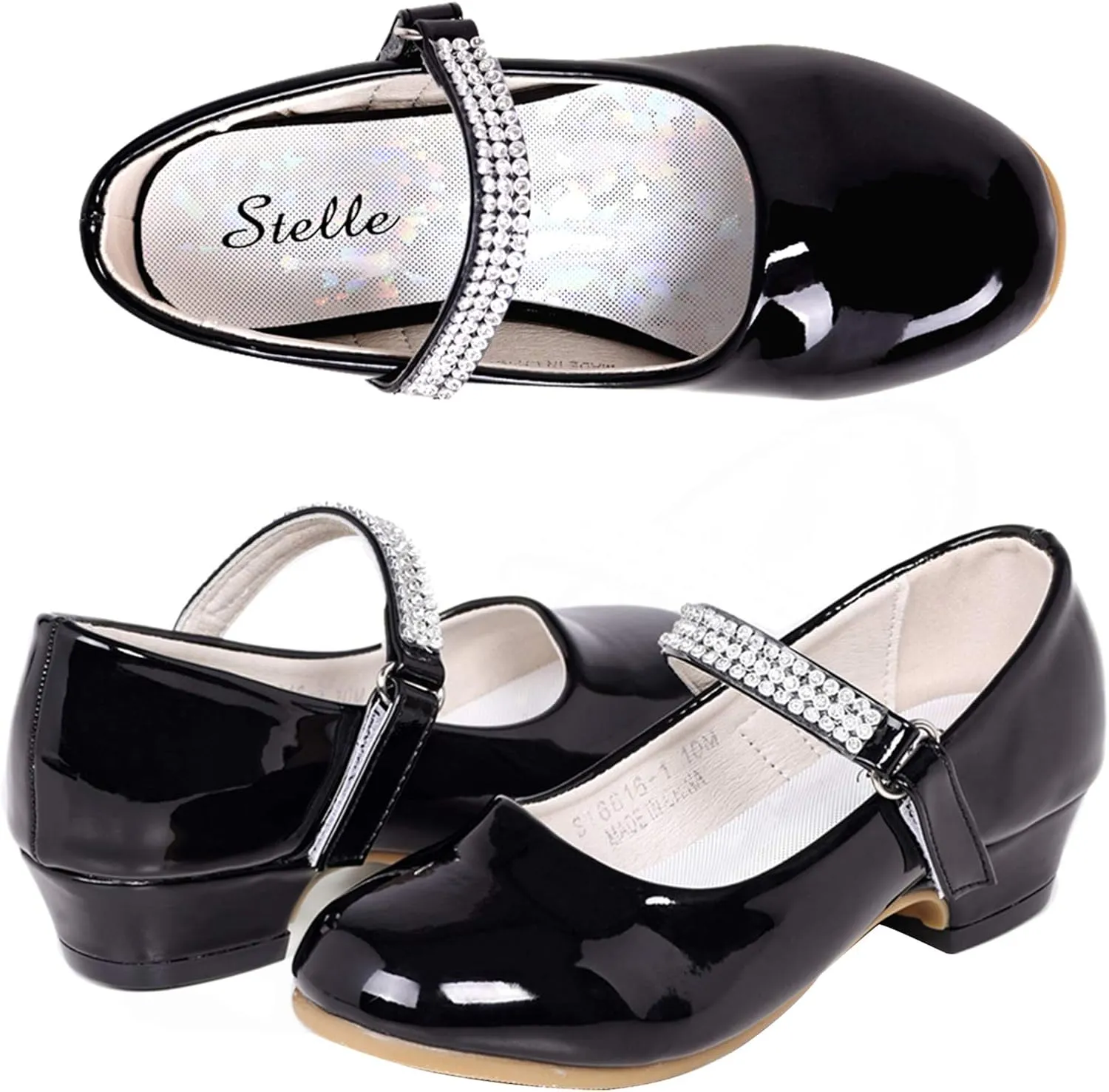 Stelle Girls Dress Shoes Toddler White Flower Girl Low Heels Mary Jane Flat for School Uniform Wedding(Little/Big Kid)