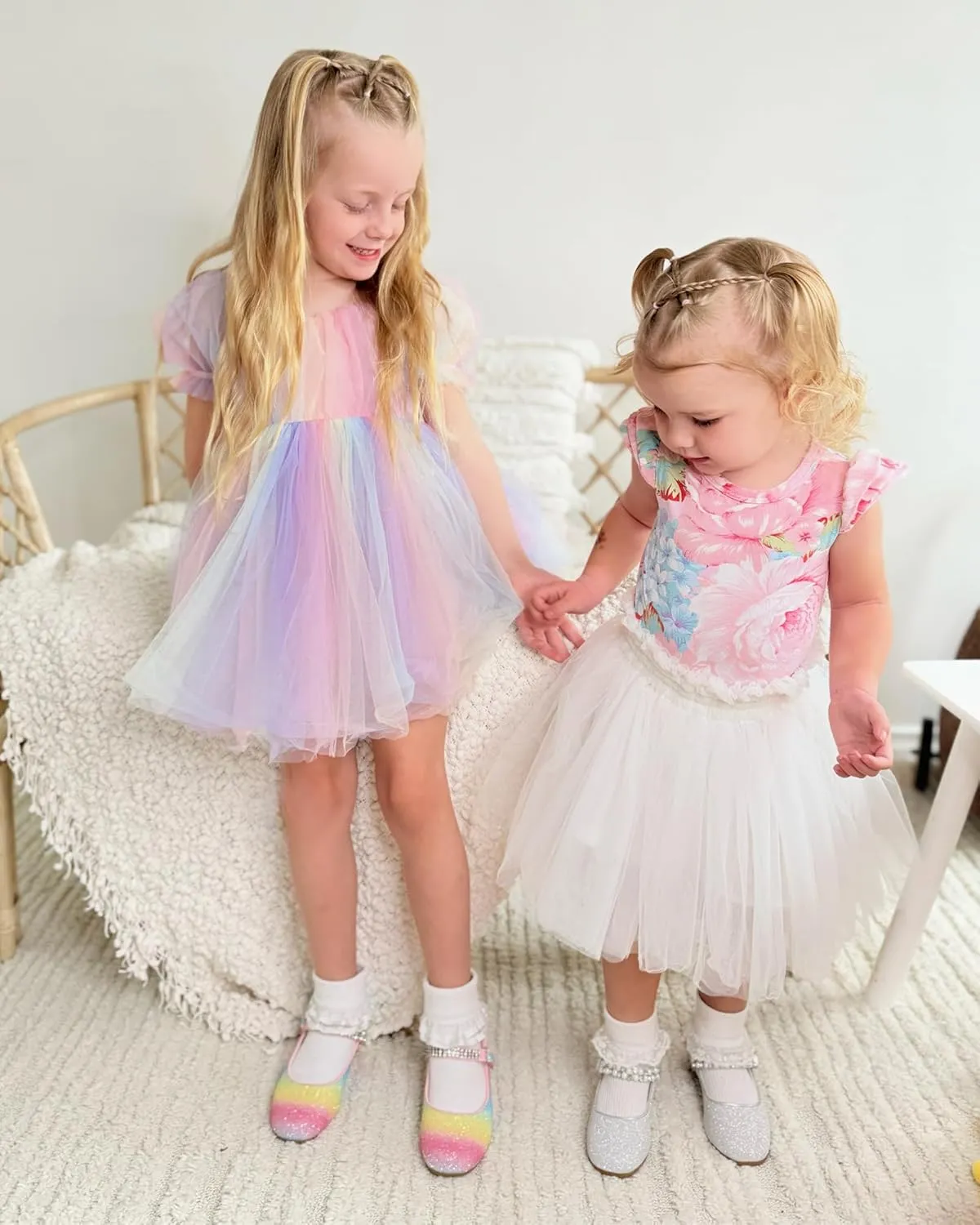 Stelle Girls Dress Shoes Toddler White Flower Girl Low Heels Mary Jane Flat for School Uniform Wedding(Little/Big Kid)