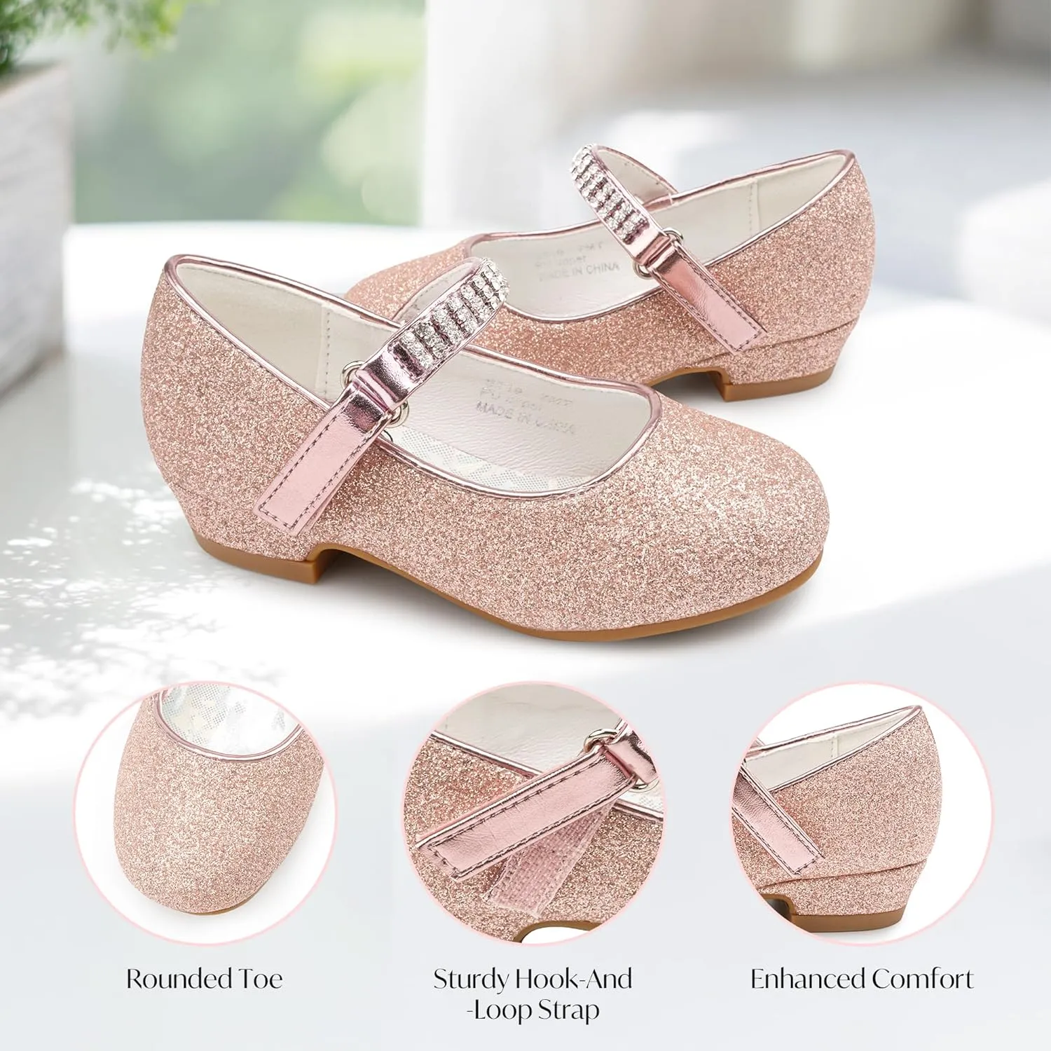 Stelle Girls Dress Shoes Toddler White Flower Girl Low Heels Mary Jane Flat for School Uniform Wedding(Little/Big Kid)