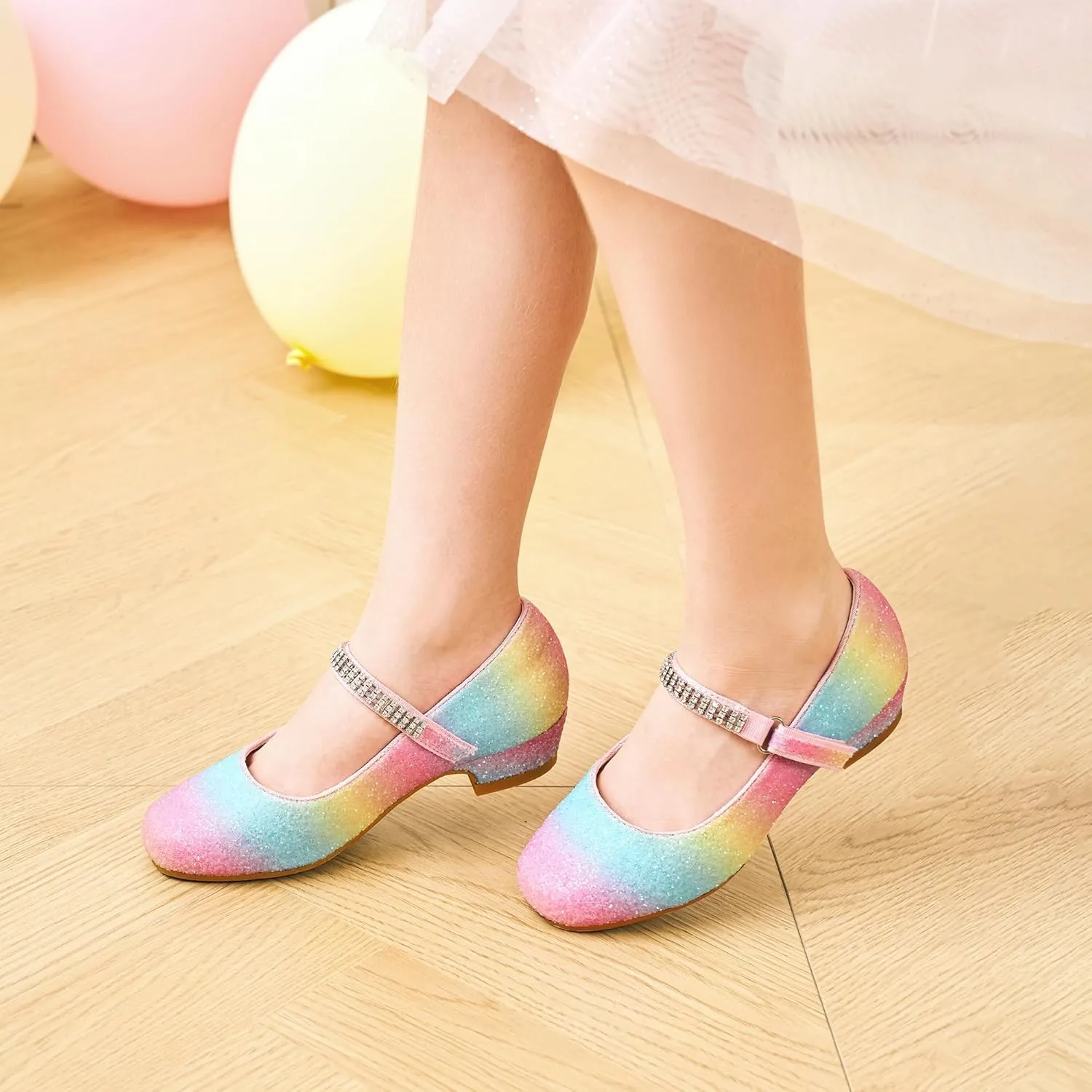 Stelle Girls Dress Shoes Toddler White Flower Girl Low Heels Mary Jane Flat for School Uniform Wedding(Little/Big Kid)