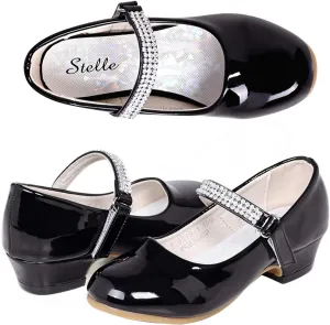 Stelle Girls Dress Shoes Toddler White Flower Girl Low Heels Mary Jane Flat for School Uniform Wedding(Little/Big Kid)