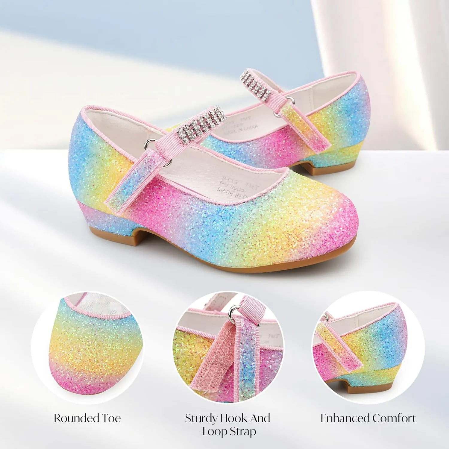 Stelle Girls Dress Shoes Toddler White Flower Girl Low Heels Mary Jane Flat for School Uniform Wedding(Little/Big Kid)
