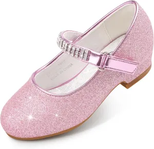 Stelle Girls Dress Shoes Toddler White Flower Girl Low Heels Mary Jane Flat for School Uniform Wedding(Little/Big Kid)