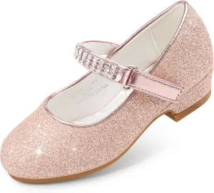 Stelle Girls Dress Shoes Toddler White Flower Girl Low Heels Mary Jane Flat for School Uniform Wedding(Little/Big Kid)