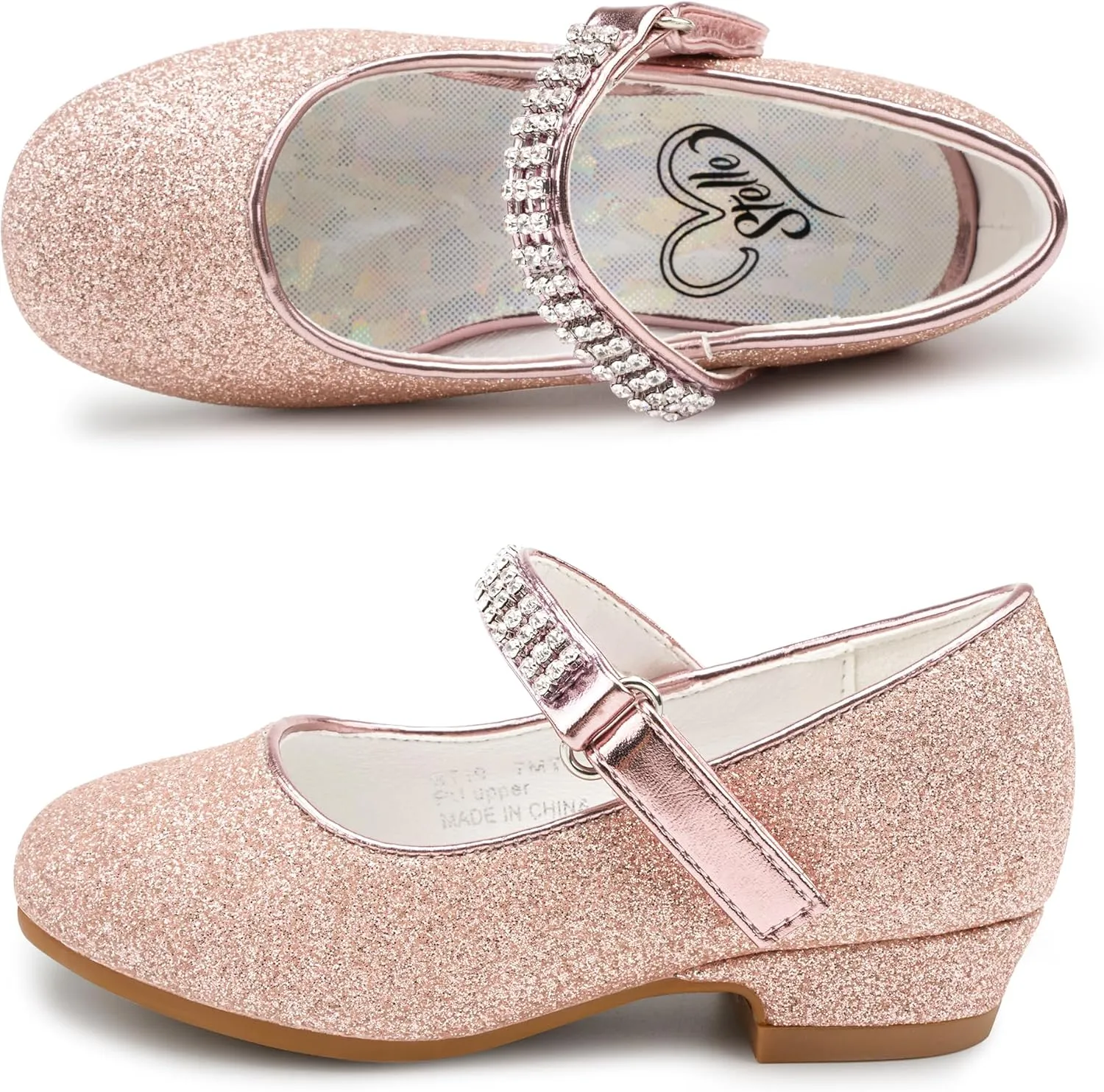 Stelle Girls Dress Shoes Toddler White Flower Girl Low Heels Mary Jane Flat for School Uniform Wedding(Little/Big Kid)