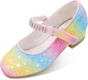 Stelle Girls Dress Shoes Toddler White Flower Girl Low Heels Mary Jane Flat for School Uniform Wedding(Little/Big Kid)