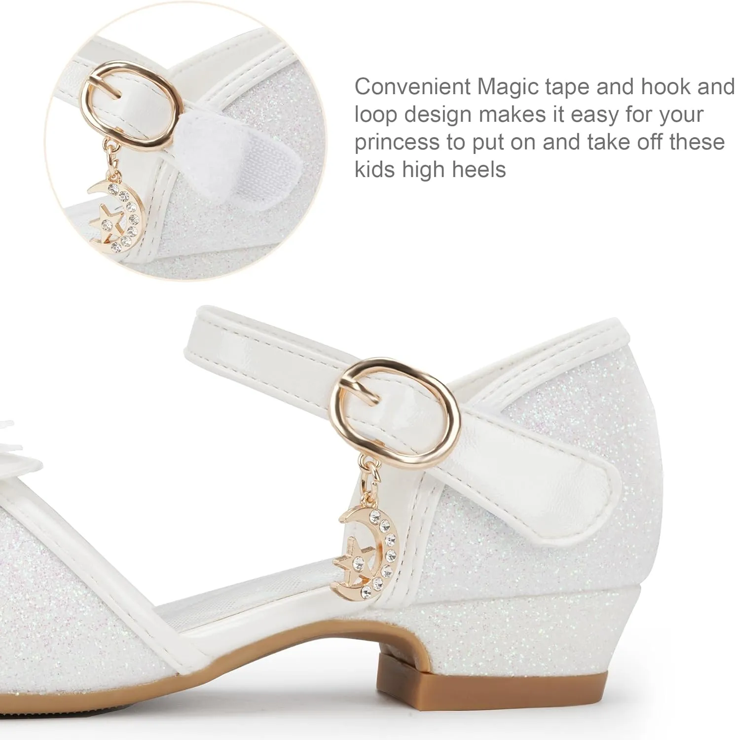 Stelle Girls High Heels Sequins Dress Sandals Princess Dress Shoes Flower Wedding Party Shoes（Toddler/Little/Big Kid）