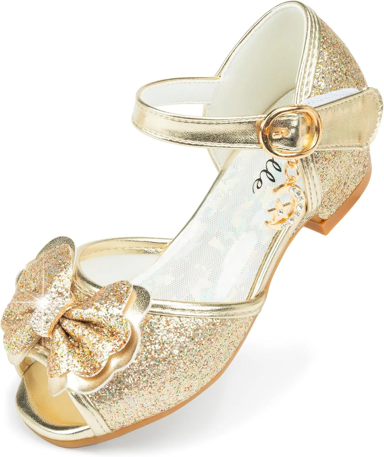 Stelle Girls High Heels Sequins Dress Sandals Princess Dress Shoes Flower Wedding Party Shoes（Toddler/Little/Big Kid）