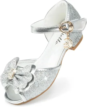 Stelle Girls High Heels Sequins Dress Sandals Princess Dress Shoes Flower Wedding Party Shoes（Toddler/Little/Big Kid）