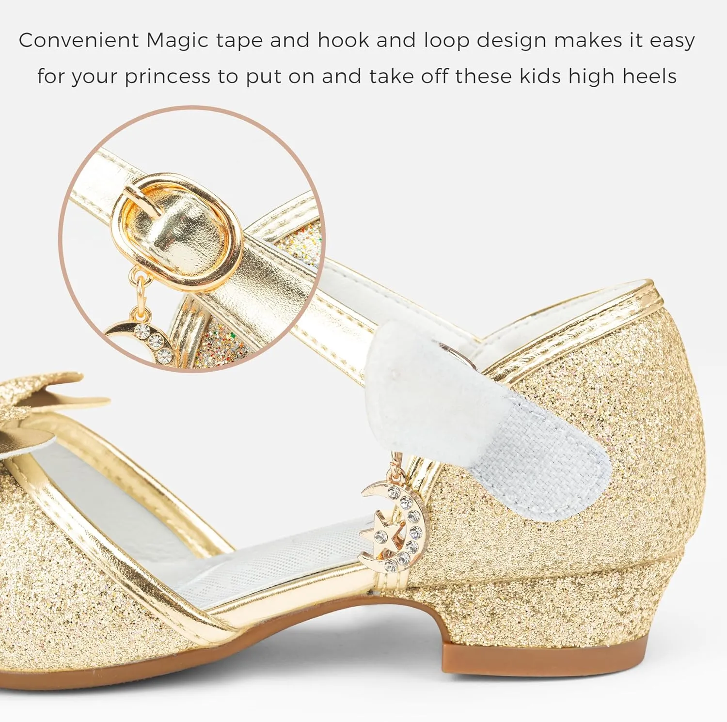 Stelle Girls High Heels Sequins Dress Sandals Princess Dress Shoes Flower Wedding Party Shoes（Toddler/Little/Big Kid）