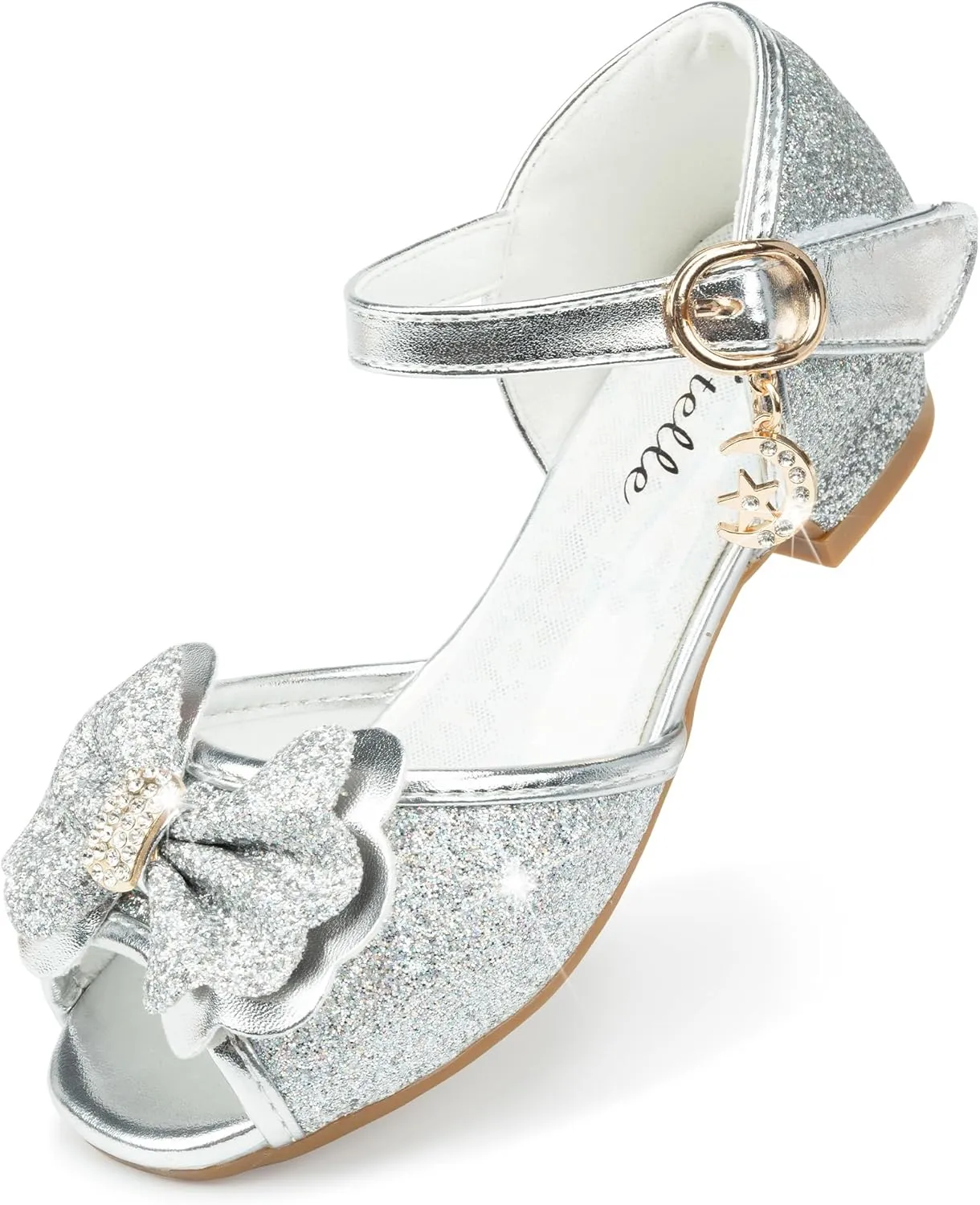 Stelle Girls High Heels Sequins Dress Sandals Princess Dress Shoes Flower Wedding Party Shoes（Toddler/Little/Big Kid）