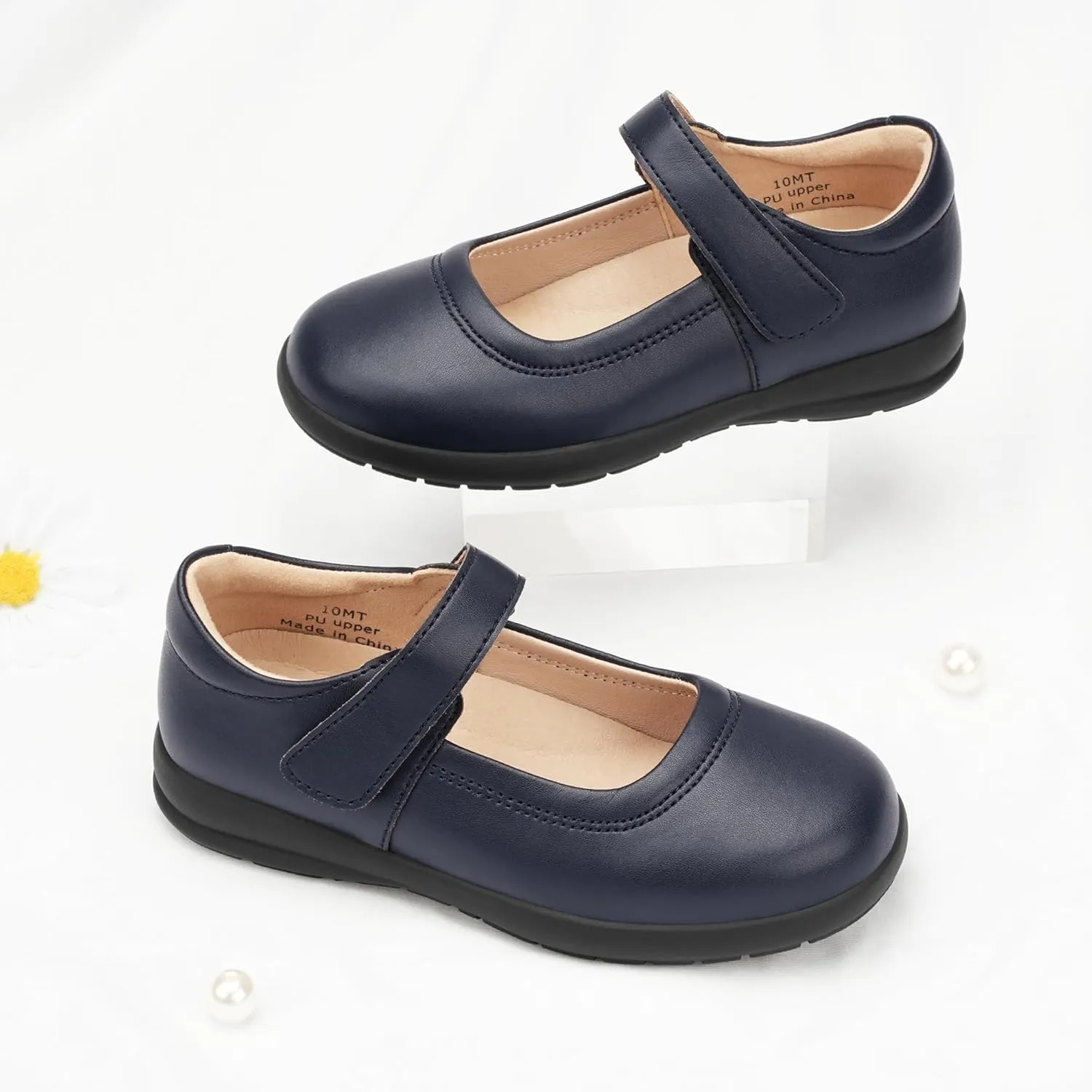 Stelle Girls School Shoes Black Mary Jane Flats Uniform Dress Shoes for Little/Big Kids