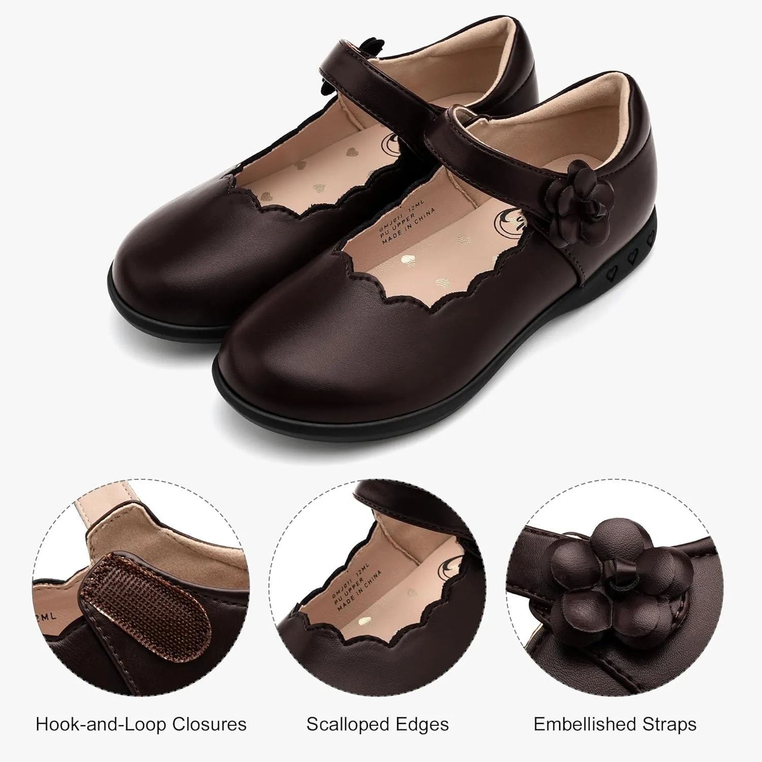 Stelle Girls School Shoes Mary Jane Uniform Dress Flat Shoes Retro Style Oxford Church Music Recitals(Little/Big Kids)
