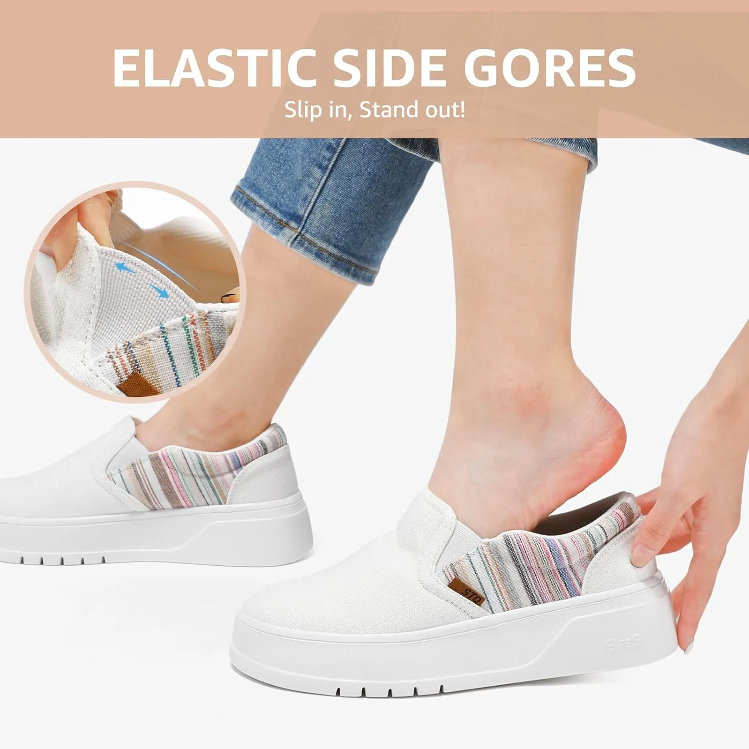 STQ Womens Platform Sneakers Slip On Shoes Comfortable Business Casual Fall Loafers