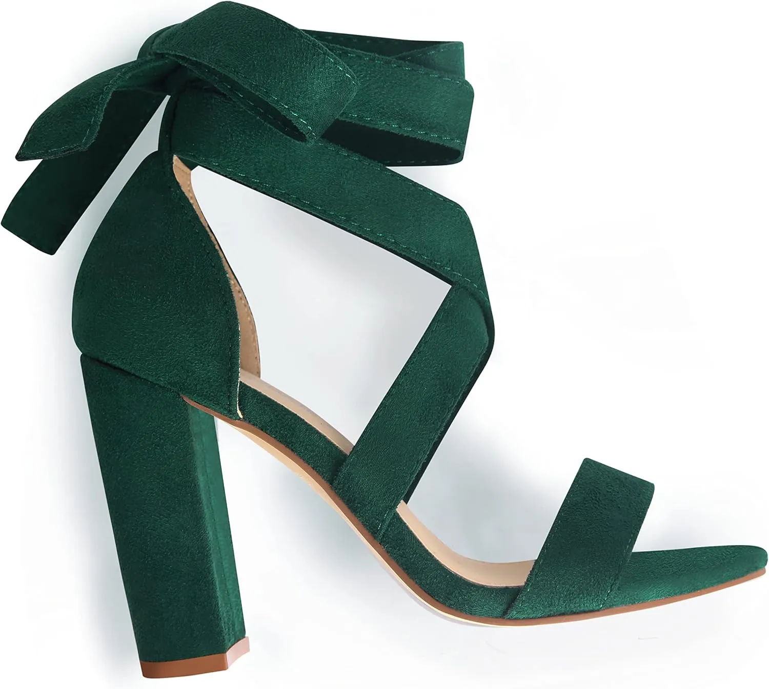 Strappy Heels for Women Chunky Heels High Heeled Sandals with Lace Up Fahsion Casual Nude Block Heel Sandals