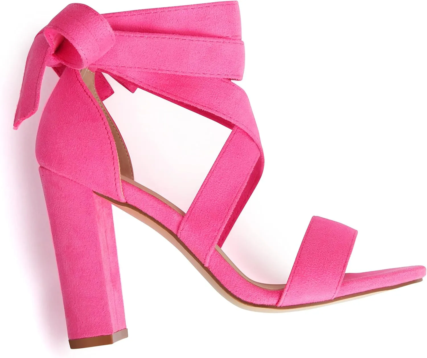 Strappy Heels for Women Chunky Heels High Heeled Sandals with Lace Up Fahsion Casual Nude Block Heel Sandals