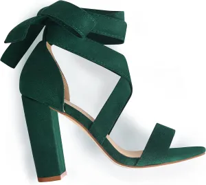 Strappy Heels for Women Chunky Heels High Heeled Sandals with Lace Up Fahsion Casual Nude Block Heel Sandals
