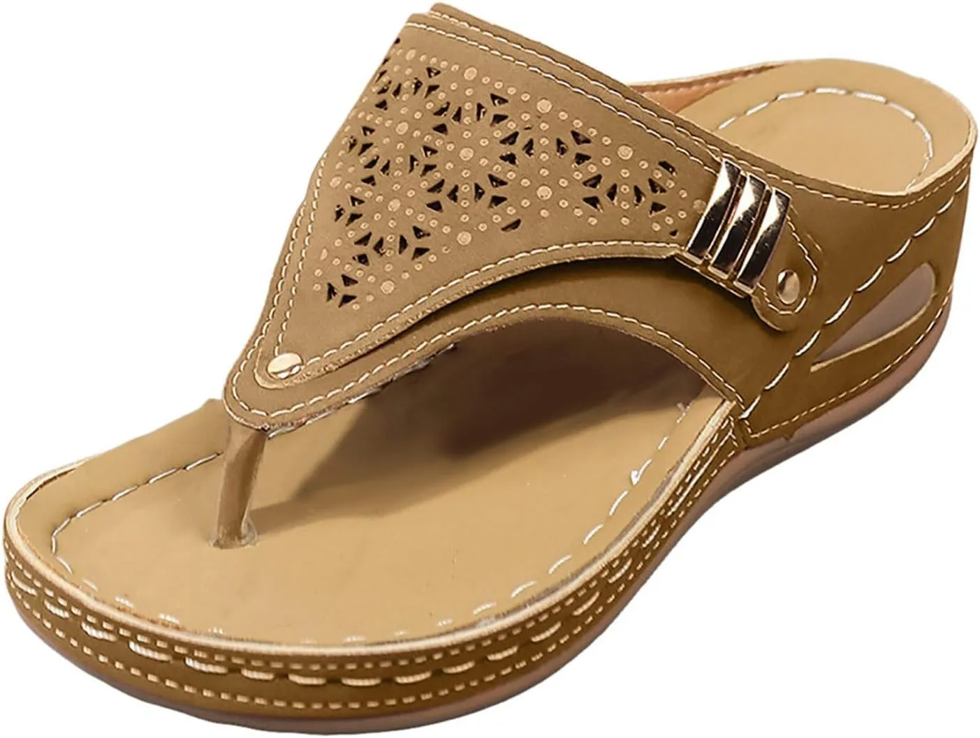 SuanlaTDS Platform Wedge Sandals for Women Comfortable Summer Dressy Open Toe Slip On Flip Flops with Arch Support Casual Outdoor Walking Beach Boho High Heels Slide Sandals