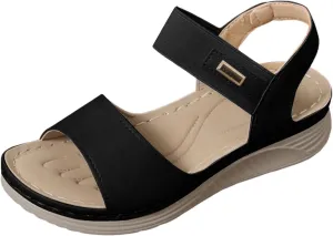 SuanlaTDS Wedge Sandals for Women Dressy Summer Open Toe Platform Wedges Adjustable Ankle Strap Comfortable Walking Shoes with Arch Support Boho Casual Low Heels Outdoor Sandals