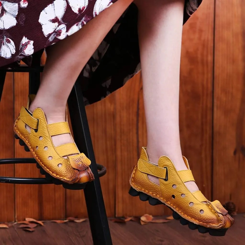 Summer Women's Soft Bottomed Flat Shoes Casual Sandals Hollow Ladies' Sandals