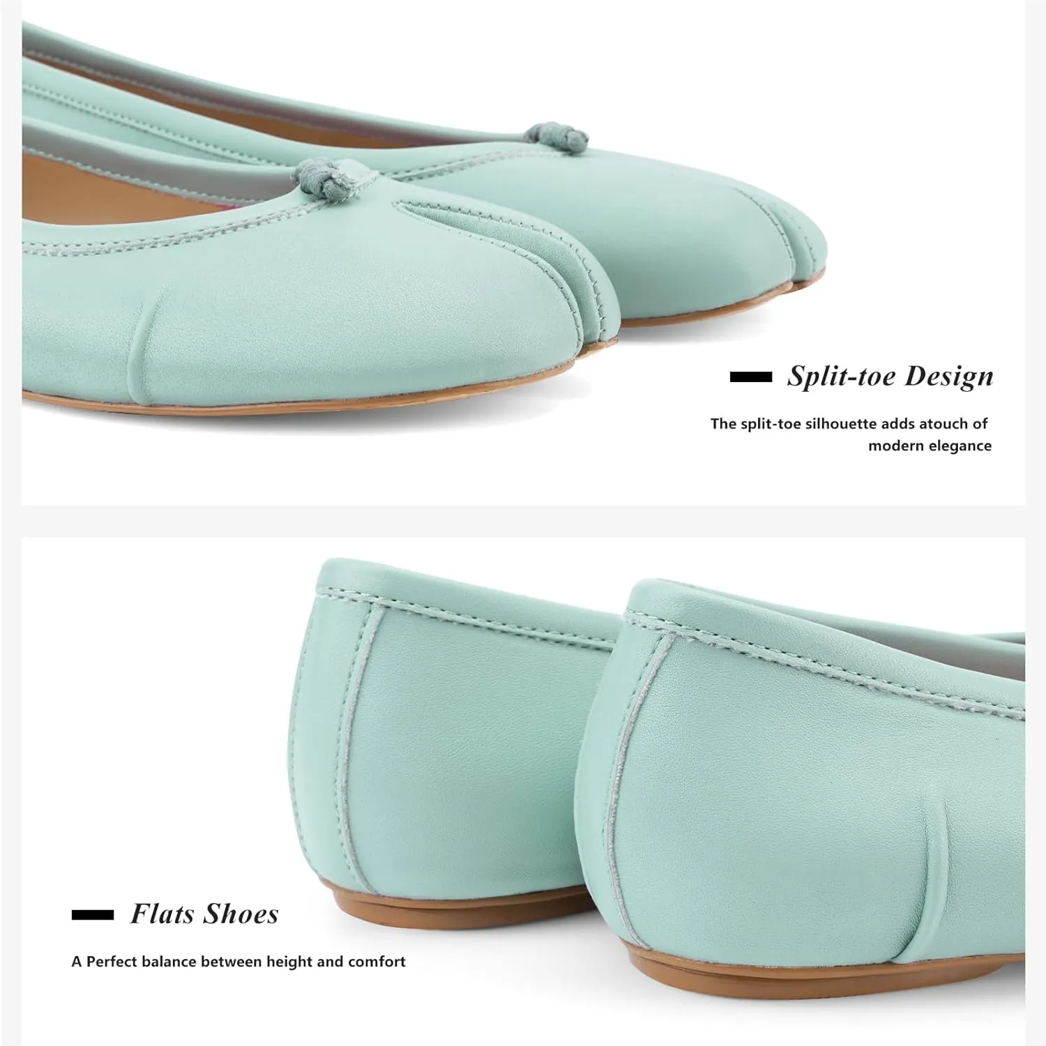 Tabi Ballet Flats for Women Dressy Casual Shoes Split Toe Wide Flats Light Weight Japanese Shoes