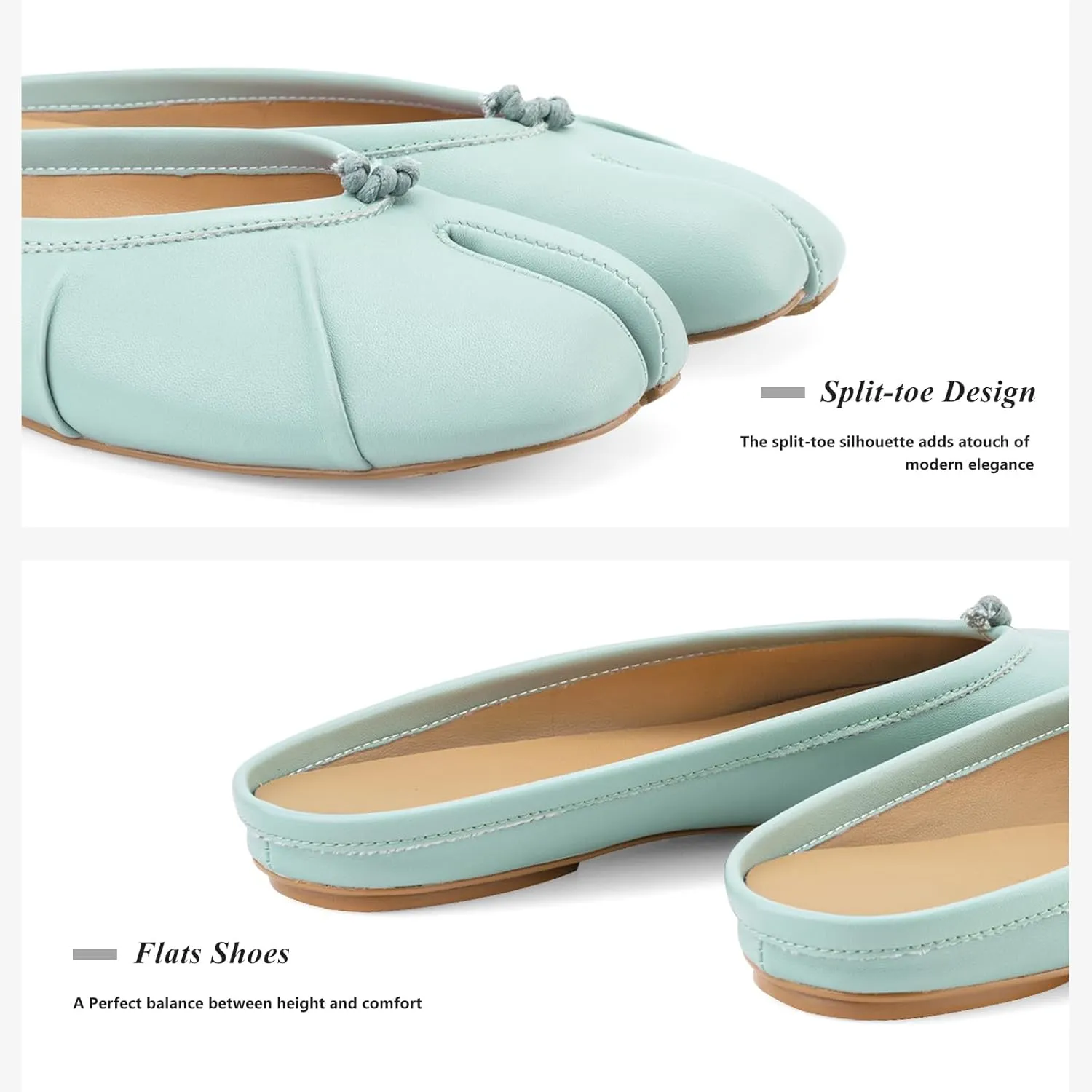 Tabi Ballet Flats for Women Dressy Casual Shoes Split Toe Wide Flats Light Weight Japanese Shoes