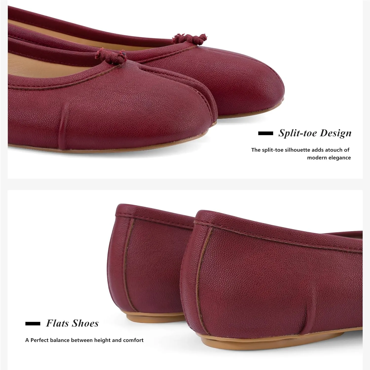 Tabi Ballet Flats for Women Dressy Casual Shoes Split Toe Wide Flats Light Weight Japanese Shoes