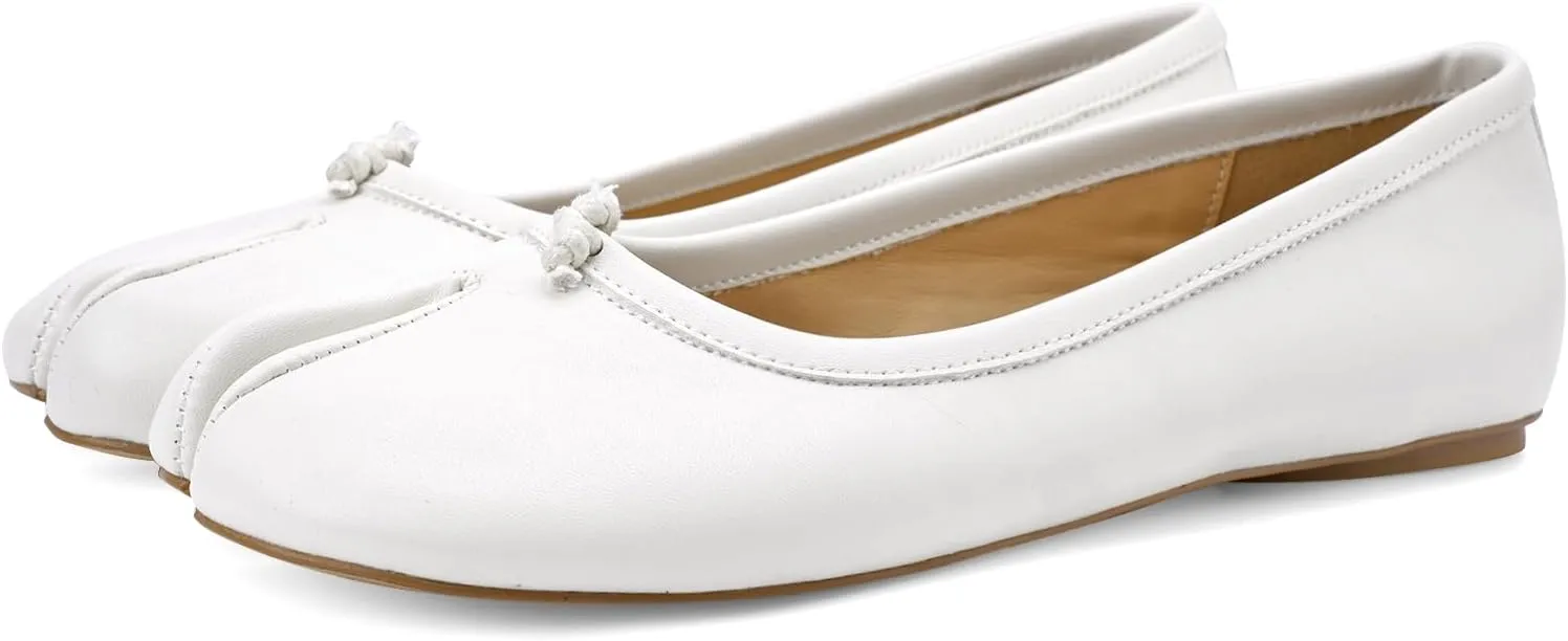 Tabi Ballet Flats Shoes for Women Rounde Toe Wide Width Split Toe Low Heel Comfortable Flats Shoes