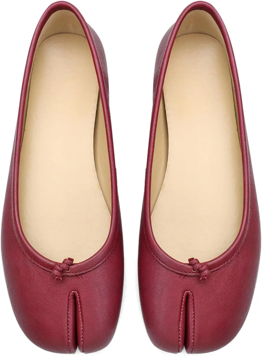 Tabi Ballet Flats Shoes for Women Rounde Toe Wide Width Split Toe Low Heel Comfortable Flats Shoes