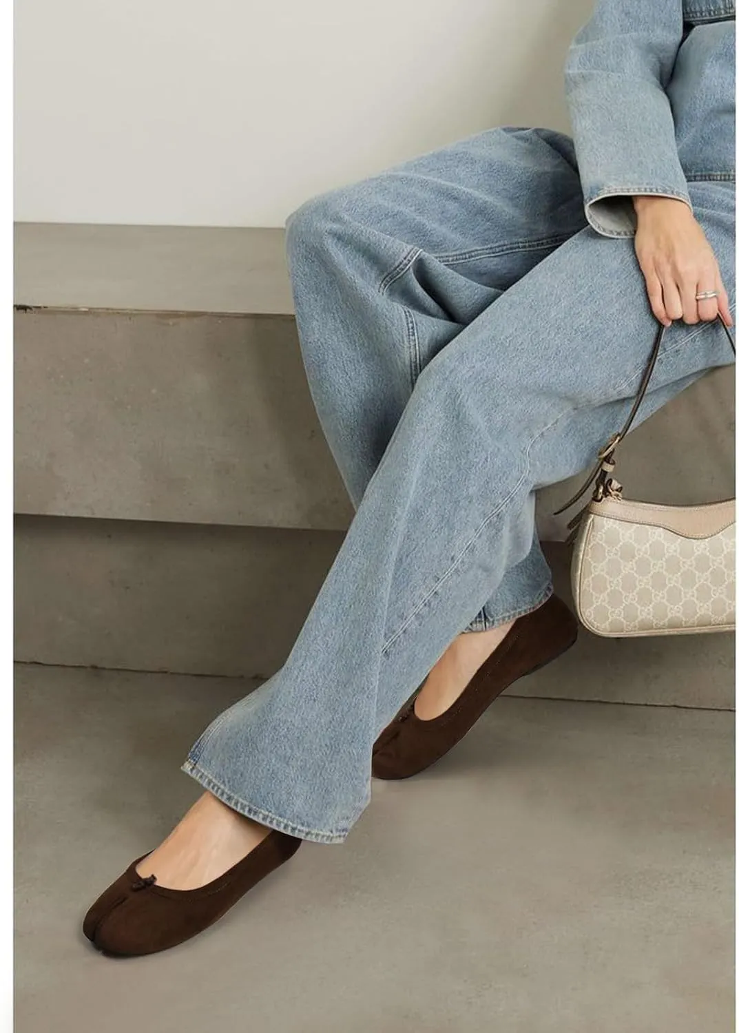 Tabi Ballet Flats Shoes for Women Rounde Toe Wide Width Split Toe Low Heel Comfortable Flats Shoes