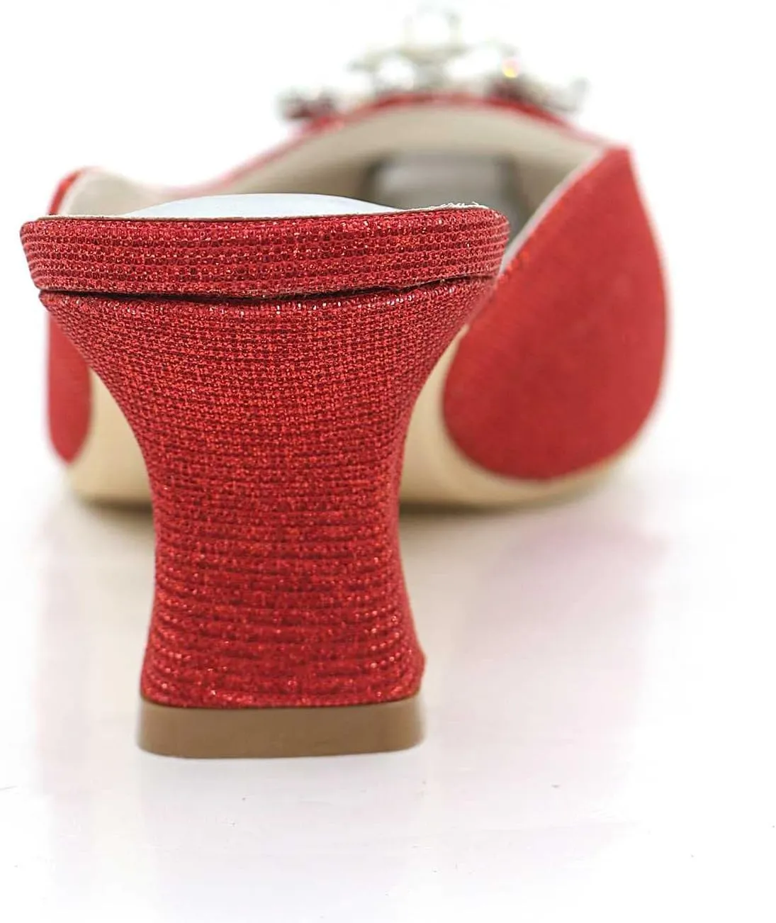 TarfiC High Heels Sandals for Women Breathable Rhinestone Slip on Sandals Frosted Closed Toe Kitten Heels Wedding Party Pumps Shoes